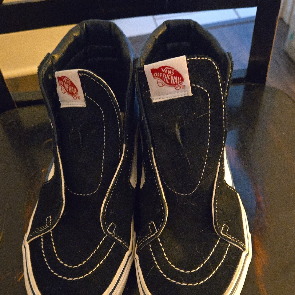 Vans mens 7.5 Women's 9 Black 💙 blue High-Top Shoes Sneakers